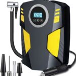 منفاخ إطارات السيارة الرقمي ضاغط هواء مع توقف تلقائي وإضاءة LED 12 فولت مضخة هواء محمولة سريعة للسيارة والدراجة النارية ومرتبة هوائية كروية